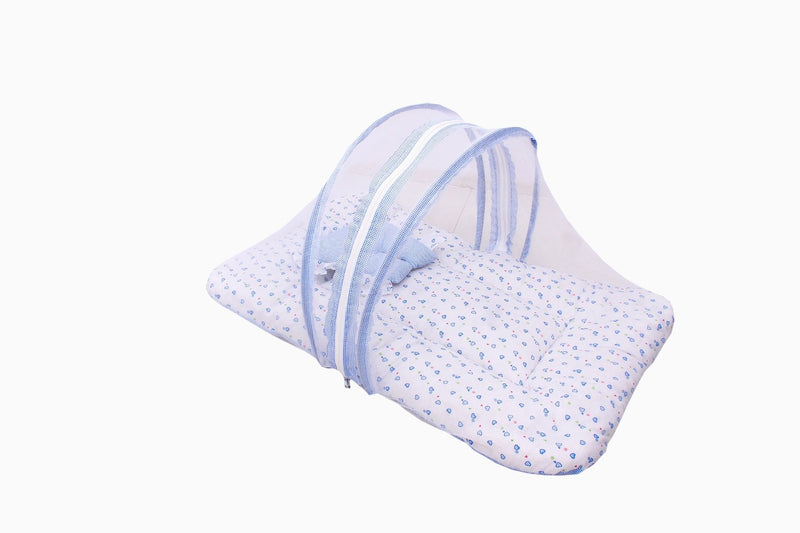 FARETO Baby Boy's And Girl's Cotton Mosquito Net Bed (Blue, 0-6 Months)