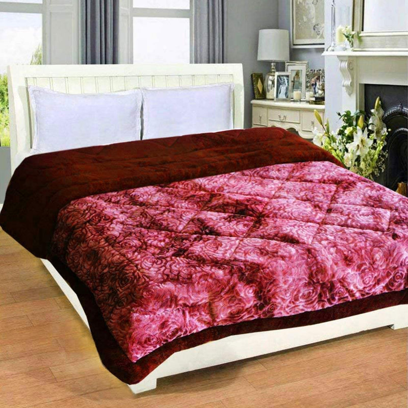 Fablicious Super Soft Microfiber Heavy Quilt/Razai for Winter Double Bed King Size-Maroon