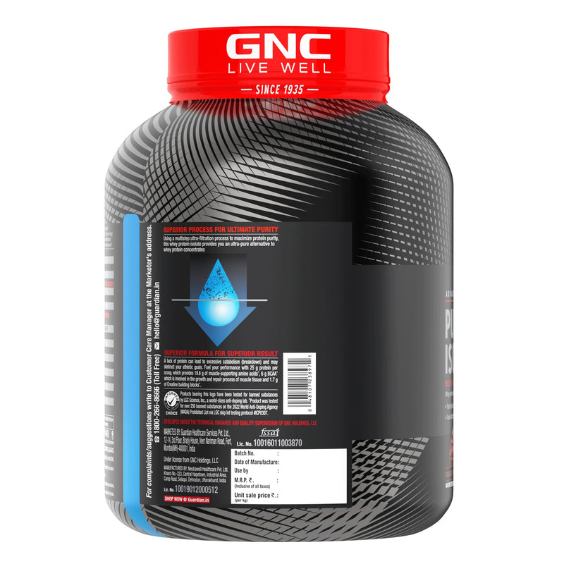 GNC AMP Pure Isolate | 4 lbs | Boosts Performance | Increases Strength & Muscles | DigeZyme® For Easy Digestion | Informed Choice Certified | 25g Protein | 5g BCAA | Vanilla Custard