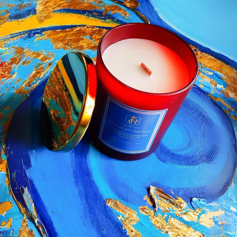 Cire Royale| Luxury Scented Candle with Golden Lid| 100% Soy & Coconut Wax Blend| Large 200gms Breeze by The Bay - Where Ocean Whispers Meet Shoreline Dreams