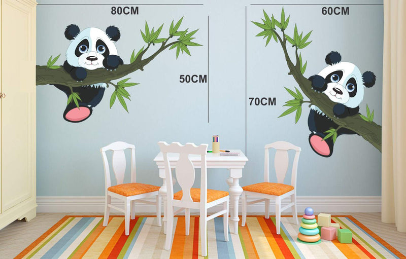 Walltech Panda Hanging On A Branch Wall Sticker| Beautiful Design Wall Decoration Sticker