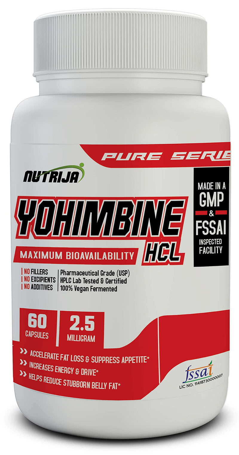 Nutrija Yohimbine HCL 2.5mg [Strength & Potent Fat Burner] - Pack of 60 Capsule