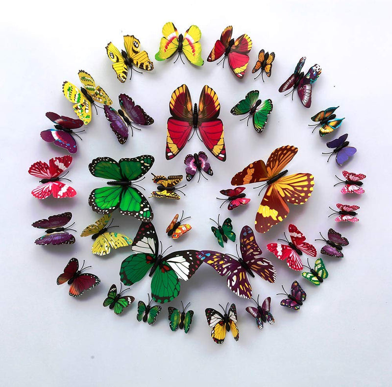 Rangoli 3D Butterfly Multicolor Come with Magnet and Gumming Cubes for Hanging Pack of 24 pcs