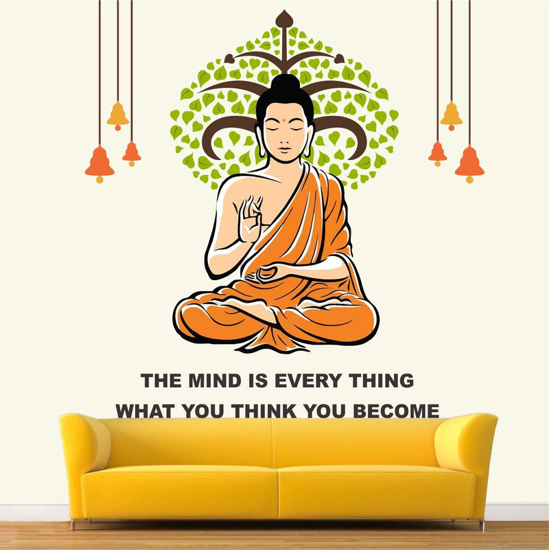 CreativeEdge PVC Vinyl Wall Sticker Buddha Quotes Motivational Design Multicolor (100 cm x 100 cm)