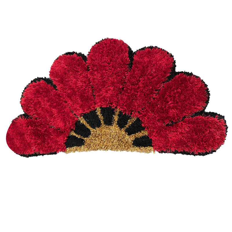 Royalking Floral Modern Door Mat (Red, Velvet, 15X30 Inch), Large Rectangle