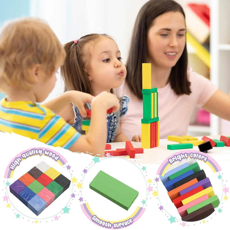 SHINETOY 120 Domino Blocks Dominoes Set for Kids Bulk Colorful Domino Building Blocks Domino Tile Bulk Building Racing Stacking Game Educational Toys