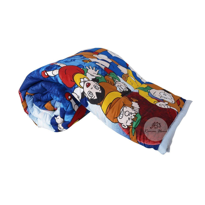 ROMAN HOME Cartoon Kids Design Print only Single Bed Cotton Reversible AC Blanket (Spiderman)