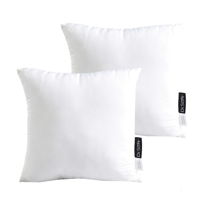 Dr.Soft Supersoft & Fluffy Micro Polyester Cushion Filler With Zipper 50X50 Cms/ 20X20 Inches - Pack Of 2 (Softness Adjustable, Reliance Siliconized Polyfiber), White