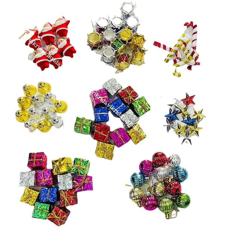 Vikrida Christmas Tree Decoration Ornaments Combo Pack of 48 Pieces, Hanging Accessories