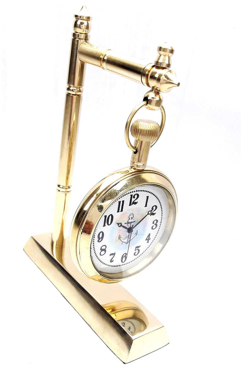 KV Collection Beautiful Antique Style Brass Hanging Table Clock. Exclusive Gifting idea