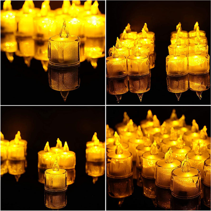 COSKIRA 24pc Clear LED Flameless Candle Crystal LED Tea Light Pack of 6 Battery Operated Flame Less and Smokeless LED Crystal Diamond Diwali Light Candle for Home and Diwali Decoration