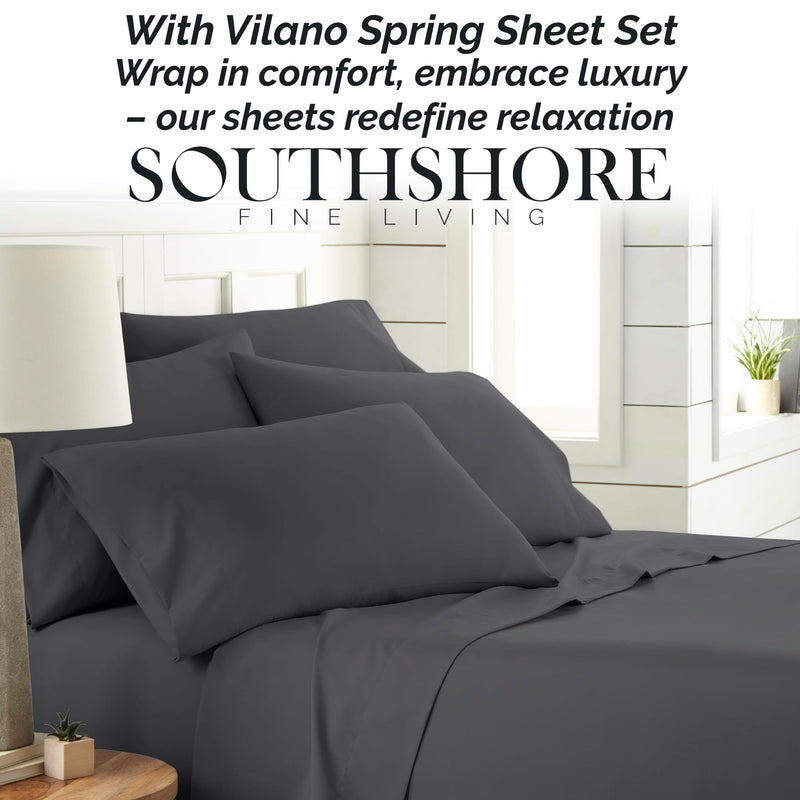 Queen, Slate : Southshore Fine Linens - Vilano Springs - 6 Piece - Extra Deep Pocket Sheet Set, Queen, Slate