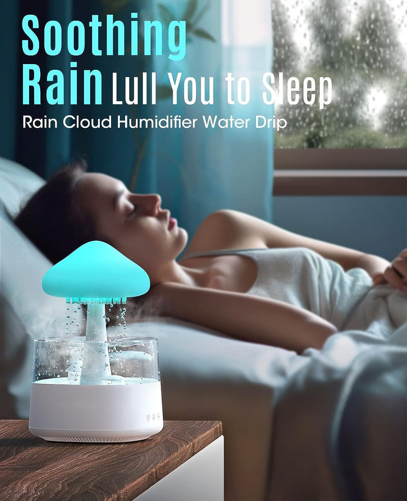 The Artment Your Artistic Apartment Nimbus Rain Cloud Humidifier | Essential Oil Diffuser Humidifier Desk Fountain Bedside Sleeping Relaxing Mood Water Drop Sound - White (Pack of 1)