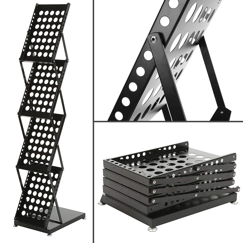 ABHA PRINT Metal Abha Catalogue Stand, Magazine Stand,Portable Brochure Stand Black, Floor, Hanging Shelves, Standard