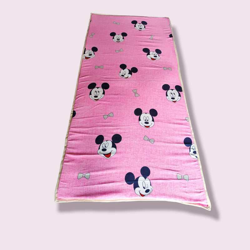 Deevine Craft Slim Single PU Foam Mattress - Foldable, Portable & Versatile for Room, Playard, Picnic - Pink Mickey, 72x36x1