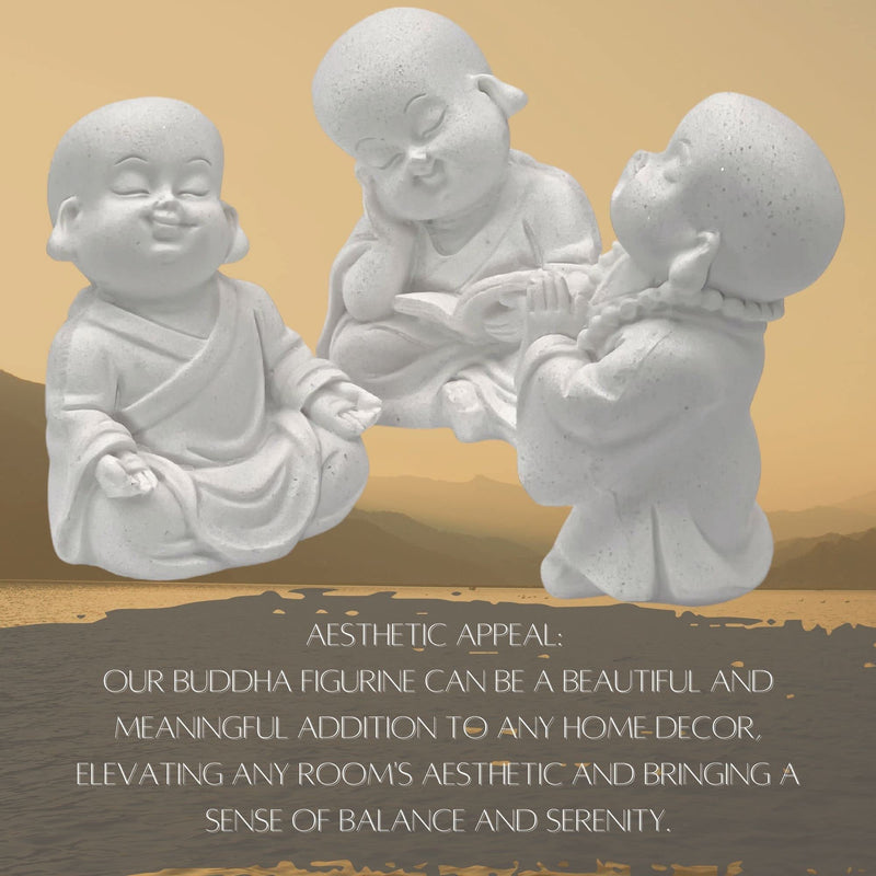 Bellaa 21178 Baby Buddha Statues Set of 3 Jizo Monks 3 inch