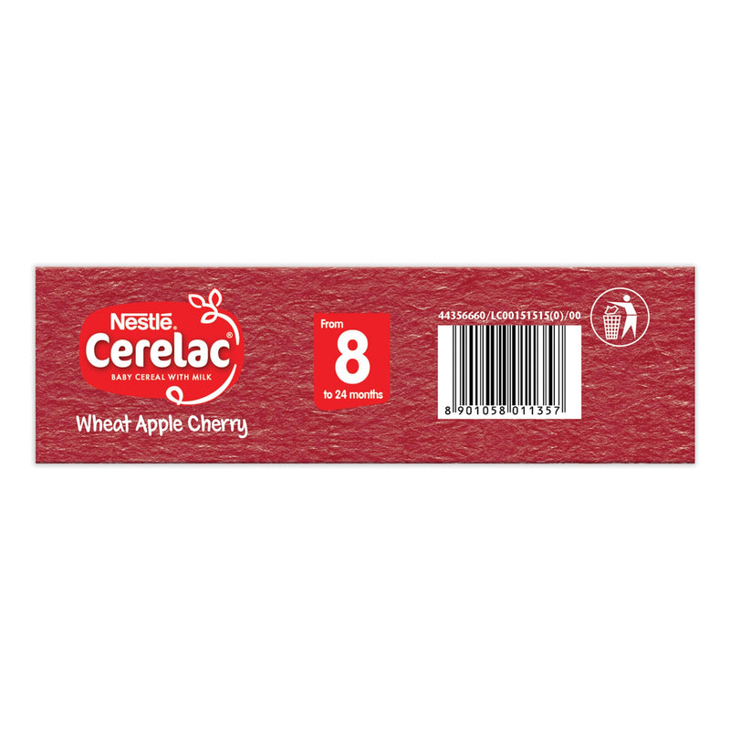 Cerelac Nestle Baby Cereal With Milk, Wheat Apple Cherry From 8 Months, 300g Bag-In-Box Pack