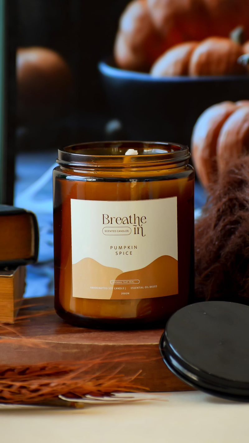 Breathe In Essential Oil Soy Wax Jar Candles (Pumpkin Spice)