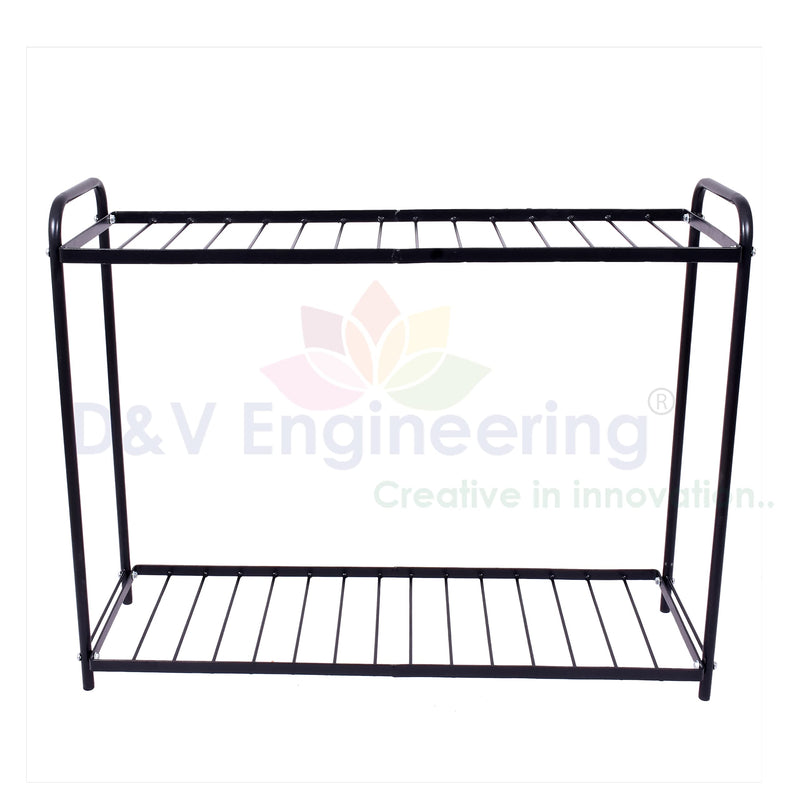 D&V ENGINEERING - Creative in innovation Metal 2-Tier Indoor Outdoor Multipurpose Plant Stand Rack, Flower Pot Display Shelf, 32.25" Wide, 26.8" Height - Black