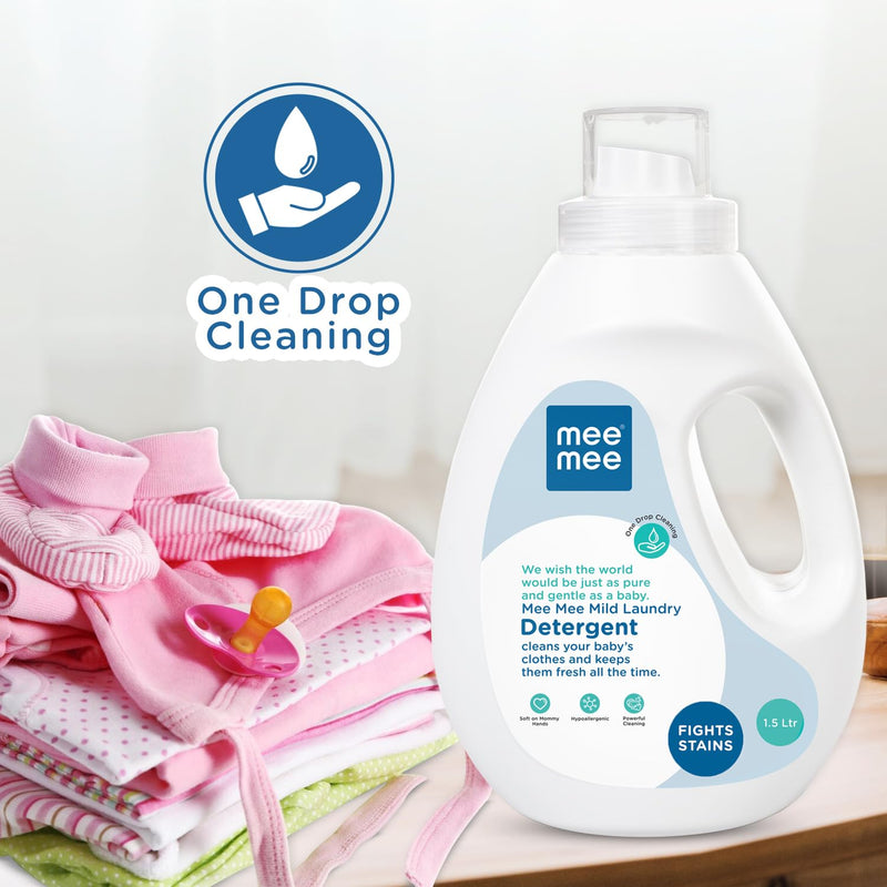 Mee Mee Baby Anti-Bacterial Liquid Laundry Detergent, Hypoallergenic Free, Food Grade, Ph balanced (Bottle, 1.5 Litre)