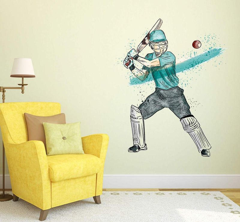 Tuffuk Cricket Player Large Vinyl Wallstickers for Home Decorations (60 cm x 70 cm) 5TZ330