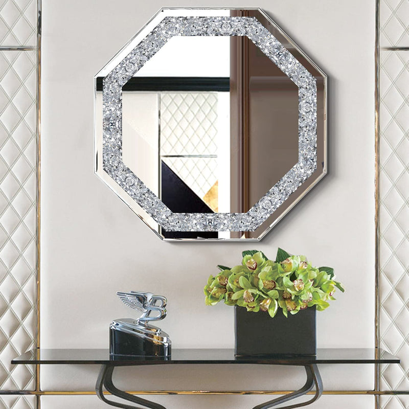 Alfa Design Hexagonal Crystal Bathroom Mirror for Wall Mirror, Bathroom Venetian Wall Crystal Diamond Mirror 24 Inches - Hexagonal