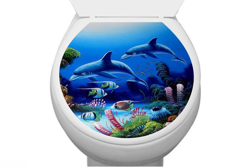 Asmi collection Vinyl Animals Toilet Seat Sticker, 33.3 x 38 cm, Multicolour