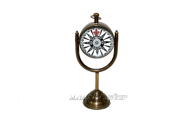 Brass Antique Unique Table Clock Vintage Look Desk Top Bass Clock Shelf Clock