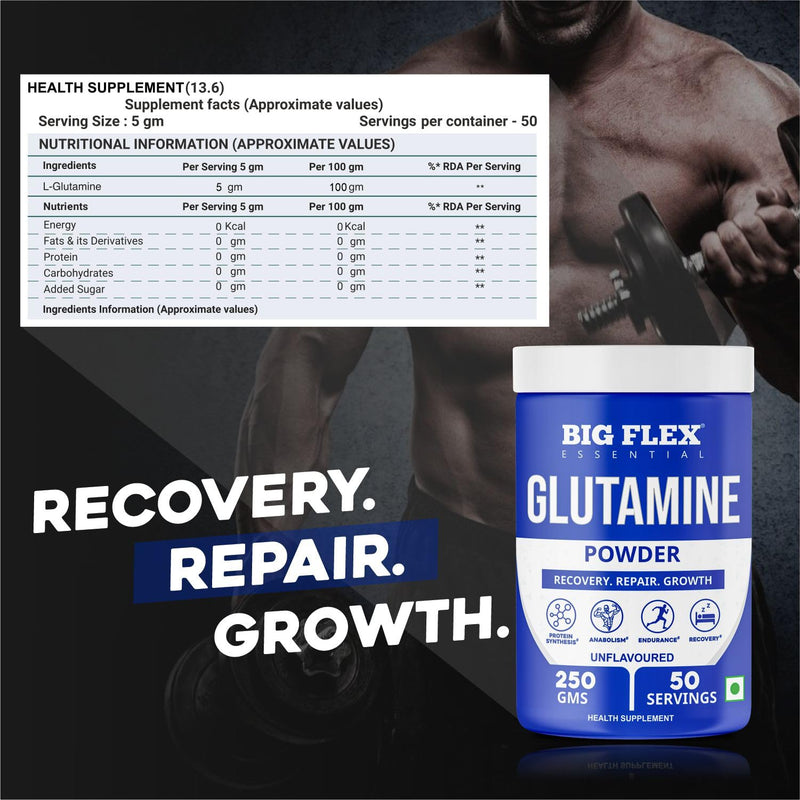 Bigflex Essential Glutamine Powder 50 Servings (250 Gm)