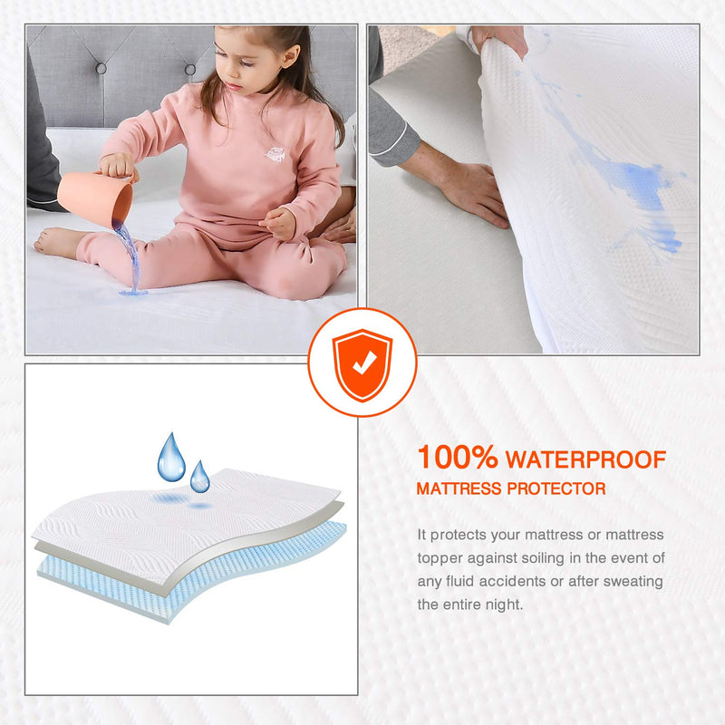 Queen Mattress Topper-Sweetnight 2 Inch Gel Memory Foam Mattress Topper with Waterproof Mattress Protector, Ventilated Mattress Pad Design with CertiPUR Foam for Cool Sleep & Pain Relief, Queen