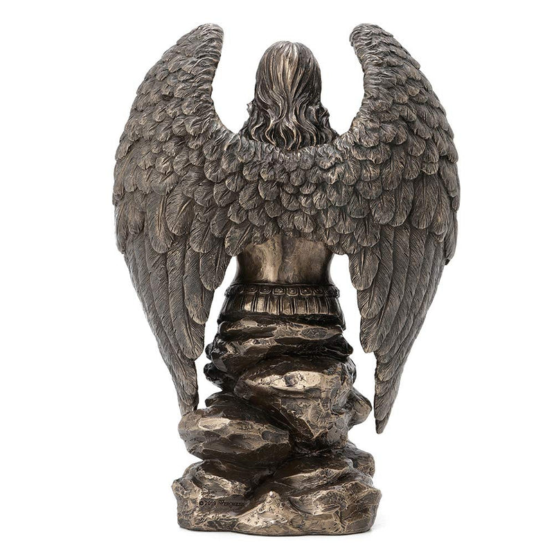 Veronese Design 9.1 Inch Saint Michael Prayer Archangel Monument Antique Bronze Finish Angel Statue