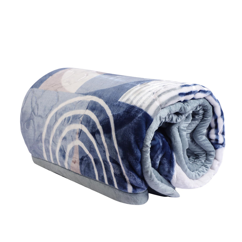 Nivasam Urbana Cloudy Mink Fleece Winter Blanket - Super Soft & Warm King Size Double Bed Blanket 5.4Kg (Abstract Blue)