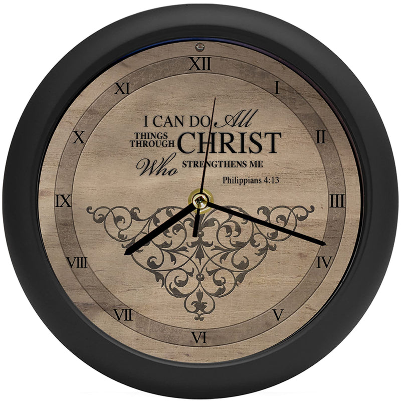 I Can Do All Things Inspirational Natural Brown 8 inch Three Hymn Sound Clock