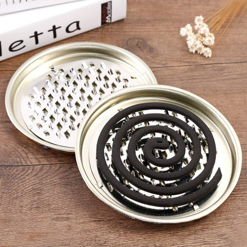 Styxon Stainless Steel Mosquito Coil Holder, Mosquito Coil Incense Burner With Cover For Outdoor Use, Deck, Patio, Pool Side, Camping, Hiking And Fishing | Pack - 1, Silver