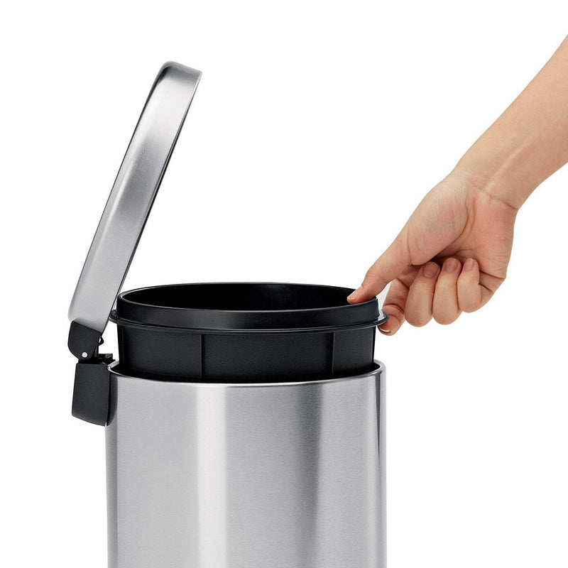 King International Stainless Steel Plain Pedal Dustbin with Lid And Bucket, Bathroom, Outdoor, Indoor, Kitchen, Bedroom, Office, Bathroom With Lid - 12X20 Inches 20 LTR (20 LTR, Silver)