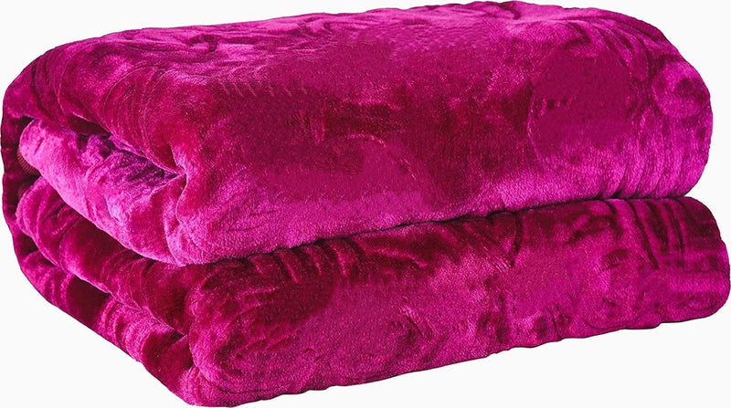 SHOPBITE Single Bed Mink Blanket Heavy Winter Mink Soft AC Room Fleece All Weather Warm Kambal (Wine, Single Bed)