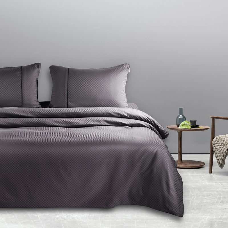 Spread Spain Oxford Cotton 400 Thread Count Soft Comfort Morden Design Bedsheets for Double Bed Fitted Bedsheet with 2 Pillow Covers Fudge (72" x 78" + 12" Inch)