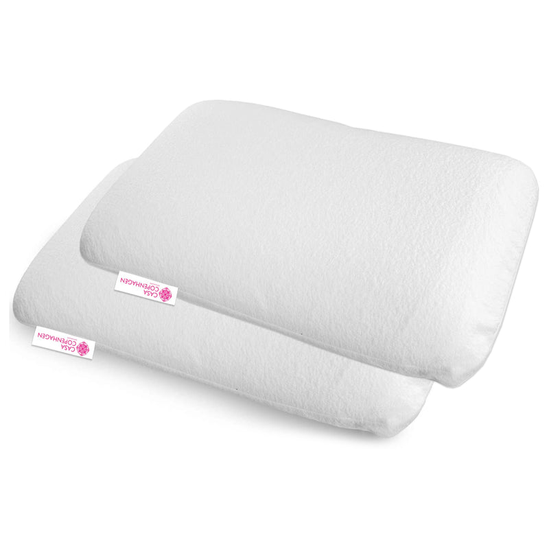 Casa Copenhagen Extra Elastic Visco Foam Pillow with Ventilation Holes, Pack of 2 - King Extra Thick 24x 15.5X 5.5 Inch - White