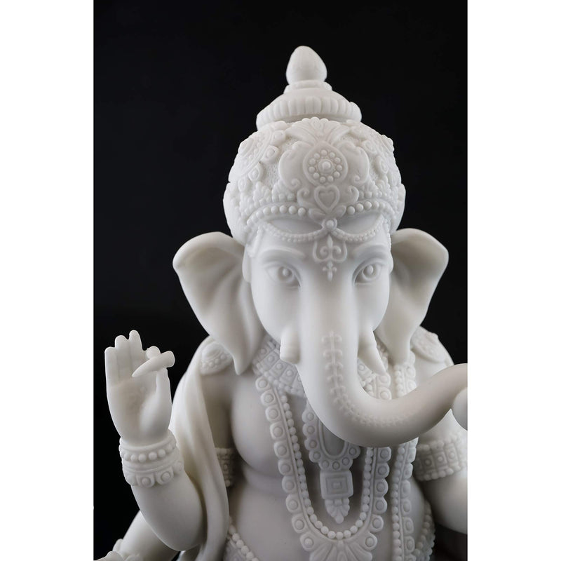 Top Collection 7.5" H 4.75" Standing Ganesh Statue in White Marble Finish - Hindu Lord of Success Sculpture