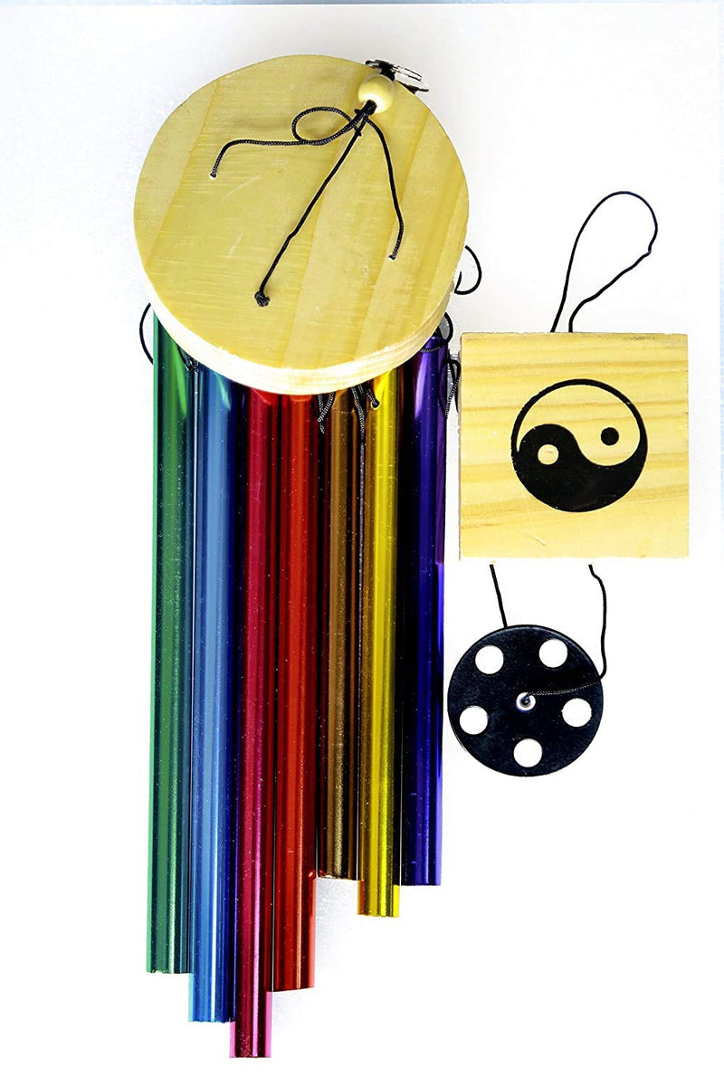 TIMESETL Wood Metal 7 Pipe Wind Chime 30 inch (Multicolor)