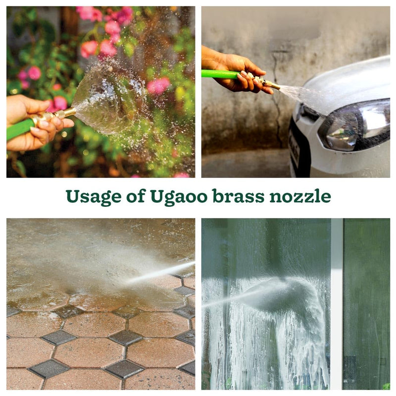 Ugaoo High Pressure Brass Nozzle Gun for 1/2" Garden Hose Pipe, Perfect for Car Bike Washing & Gardening Water Pipe (Push-Fit Brass Nozzle)