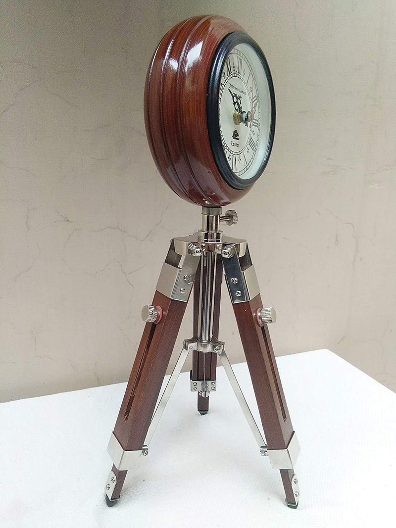 Relico Handicraft Tripod Table Clock with Adjustable Stand Heavy Quality Floor Standing Roman Clock for Home Living Room