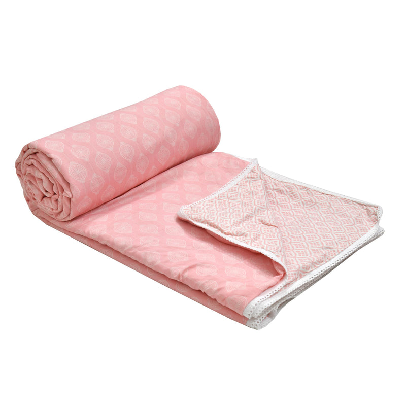 SPARSH SD 100% Cotton Reversible Double Bed Dohar | AC Blanket Comforter | Soft and Light-Weight Bed Blanket | All Seasons, Pack of 1 (90 * 100 Inch, Pink, Double)