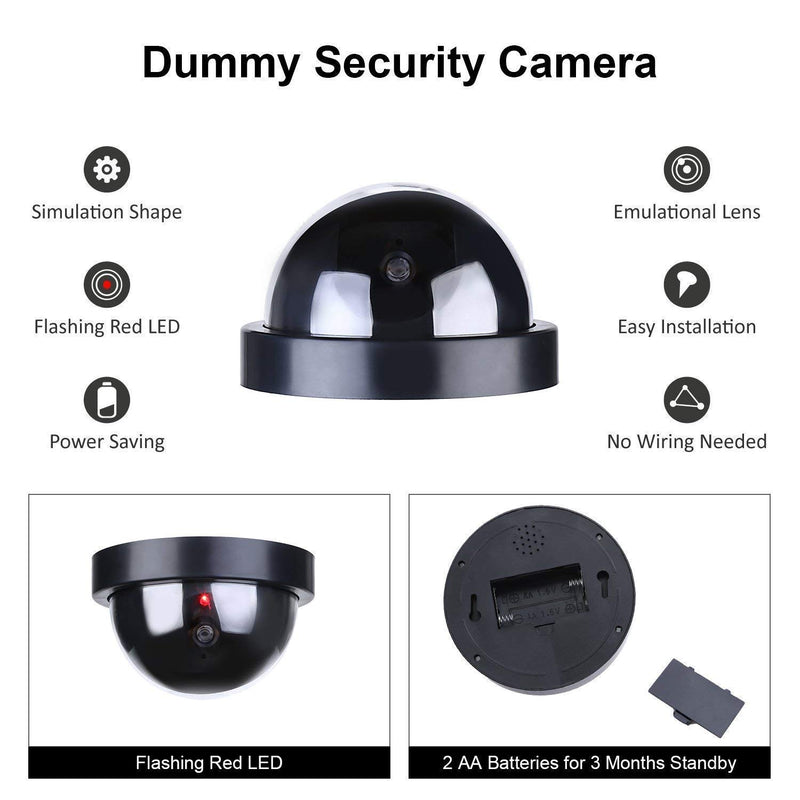 Aqtus 2 Pcs Dummy CCTV Dome Camera with Blinking Red LED Light