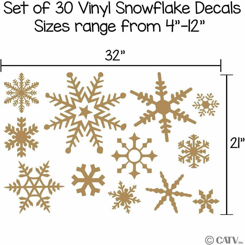 GADGETS WRAP Large Snowflakes Set of 12 Wall Saying Vinyl Lettering Decal Home Decor Art Quote Sticker (Gold)