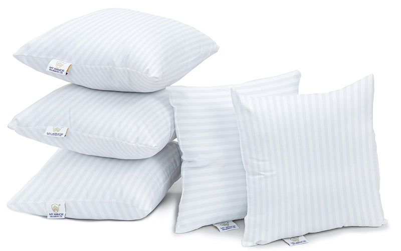 MY ARMOR Hotel Quality Premium Fibre Soft Filler Cushion Set of 5 (16X16 Inches), Stripe Pattern