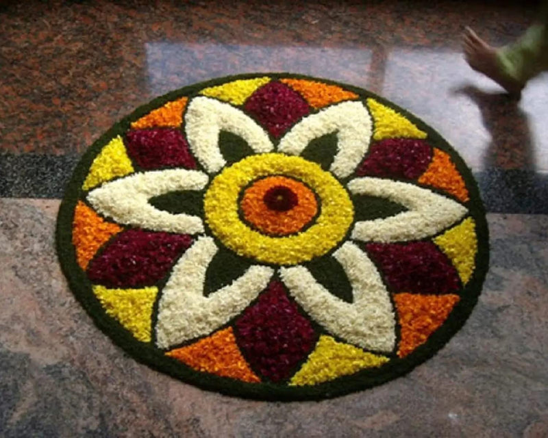 StromX Traditional As Well As Cotton Antiskid Modern Round Rangoli Door Mat For Home Decoration (24X24 Inch, Red)