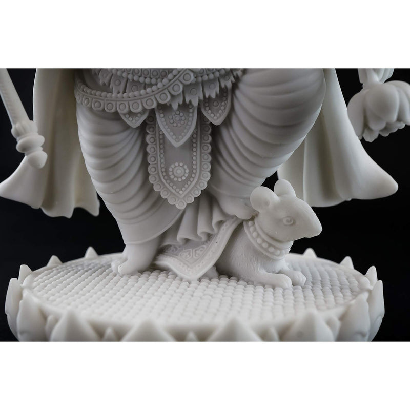 Top Collection 7.5" H 4.75" Standing Ganesh Statue in White Marble Finish - Hindu Lord of Success Sculpture