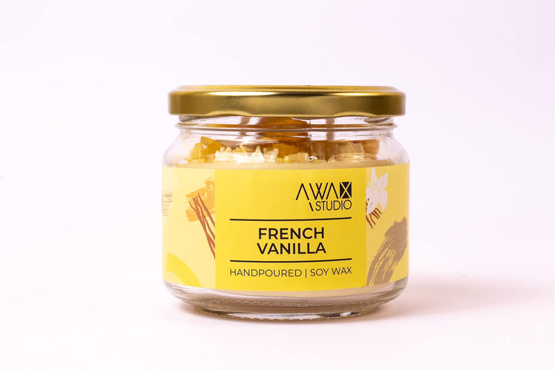 A WAX STUDIO Premium Frankinsence + Lemon Grass + Vanila Scented Candle | Premium Soy Wax & Glass Jar - 350g |Two Wick Candle | Handpoured | Aromatherapy, Home Décor | Burn Time Upto 65 Hours