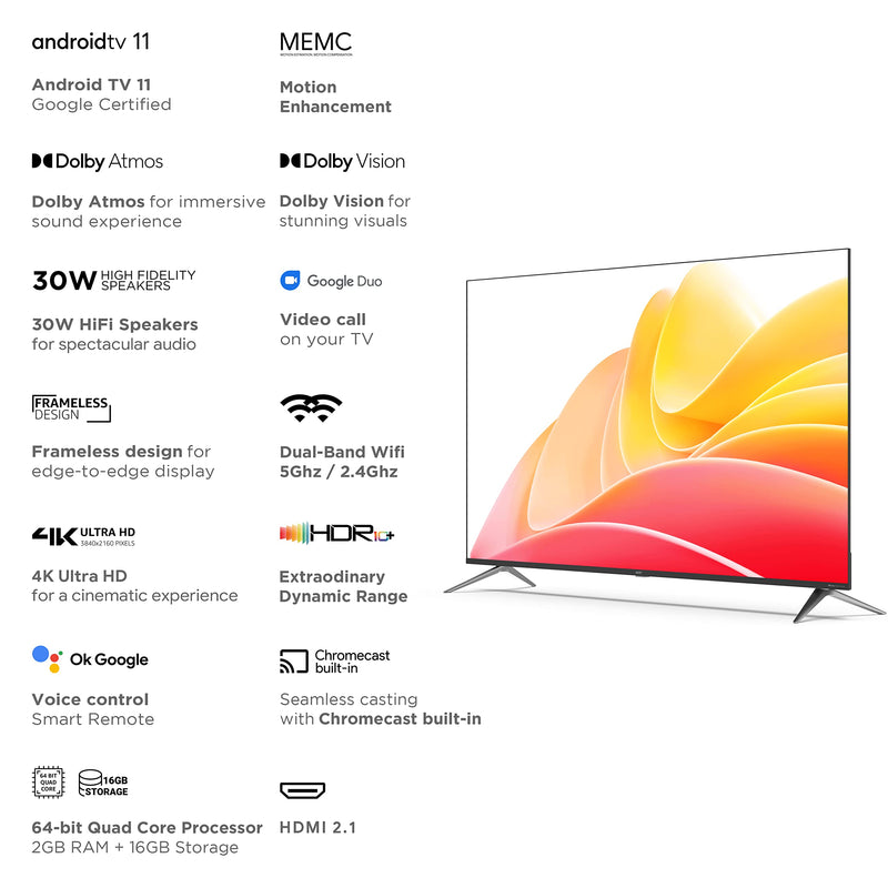 Acer 164 cm (65 inches) I Series 4K Ultra HD Android Smart LED TV (AR65AR2851UDFL) (Black)